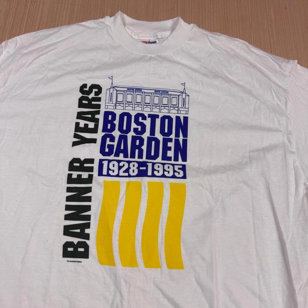 90S Boston Garden Celtics T Shirt Banner Years Hanes Beefy X